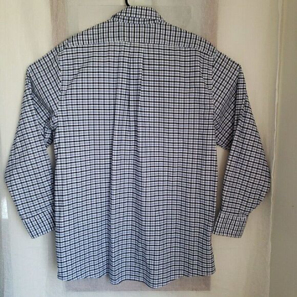 Chaps Mens Shirt Size L 16.5 Long Sleeve Button Up Blue Plaid Regular Fit Oxford - Picture 9 of 12